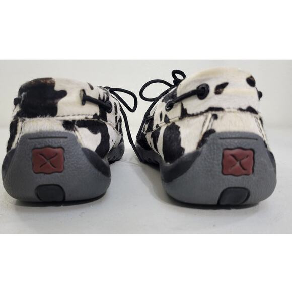 Twisted X Boat Shoes Womens 6.5 Cow Hide Black/White Fun Whimsical Sleek Modern - Picture 7 of 10